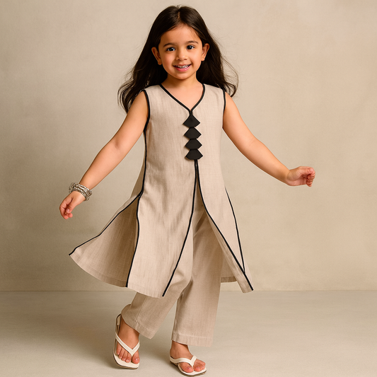 Pre Order:Beige Kurta Set