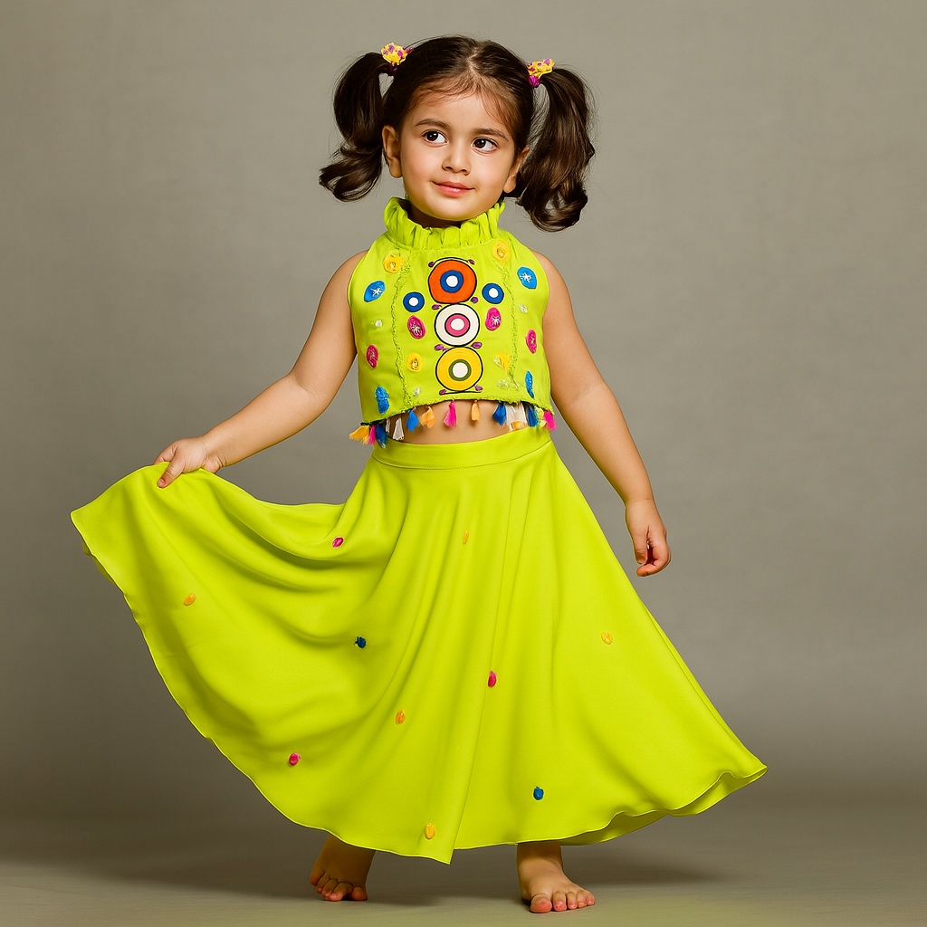 Pre Order: Stunning Ethnic Embroidered Sleeveless Top With Lehenga