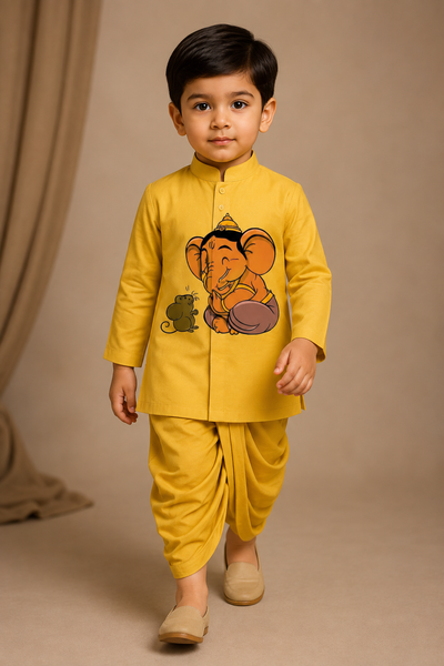 Pre Order: Gajanan Peetambar Kurta With Dhoti