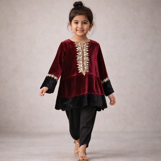 Pre Order: Gulnaar Velvet Kurta Set