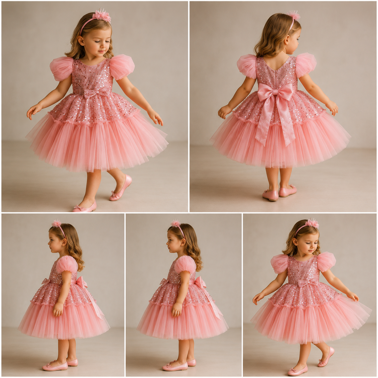 Pre Order: Axel Sequins Puff Sleeves Net Dress