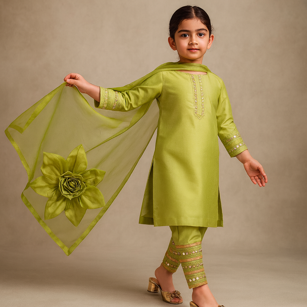 Pre Order: Gulbahar Green Kurta Set