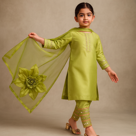 Pre Order: Gulbahar Green Kurta Set