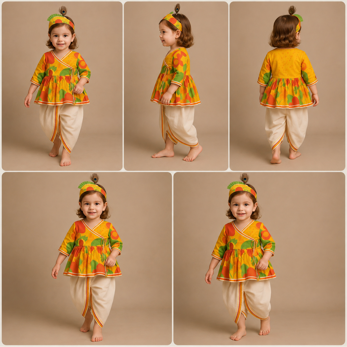 Pre Order: Multicolour Angarkha Top And Dhoti
