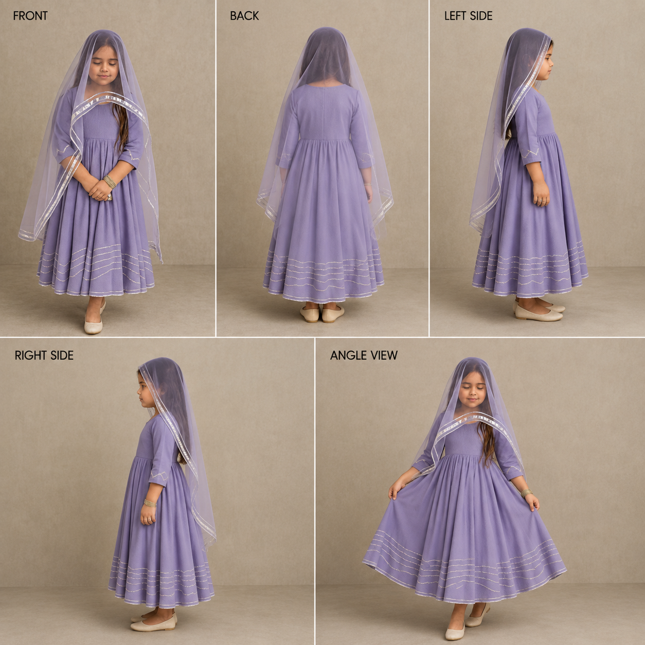 Pre Order: Lavender kantha Anarkali Set