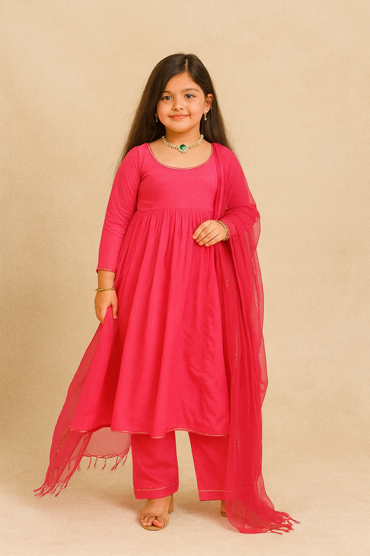 Pre Order: Pink Anarkali Suit  Set