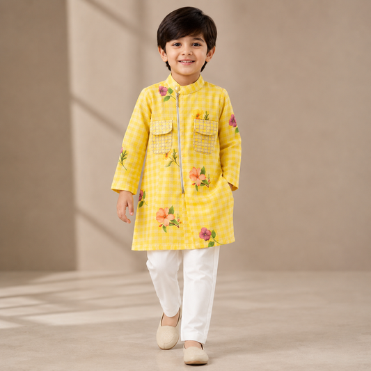 Pre Order: Basanti Veer Kurta Set