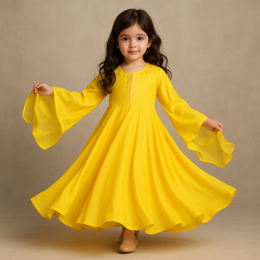 Pre Order: Yellow Anarkali Suit Set
