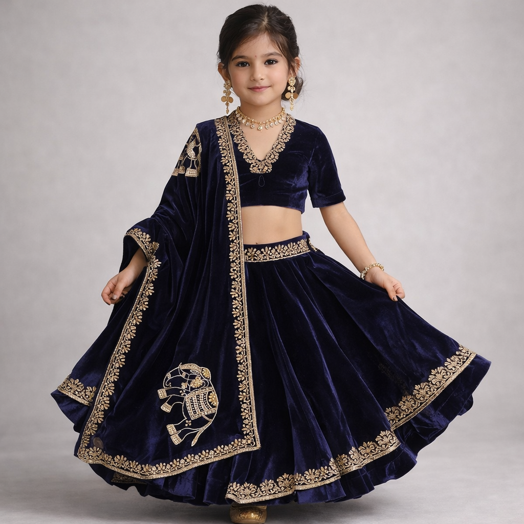 Pre Order: Chandni Blue Princess Lehenga Set