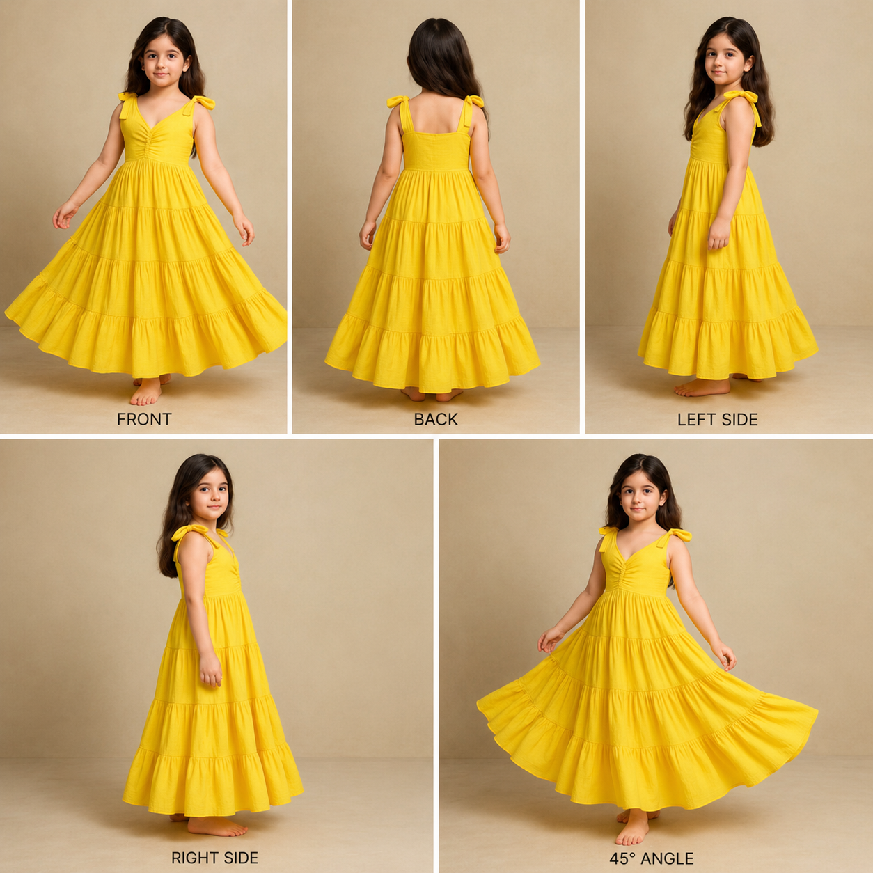 Pre Order: Yellow Cotton Tiered  Dress