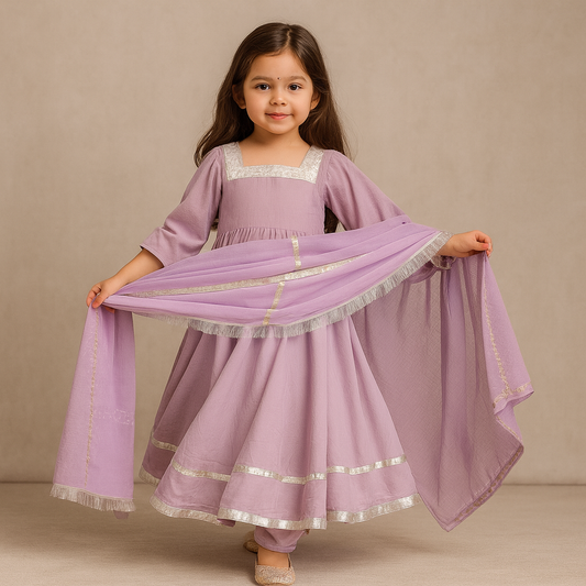 Pre Order: Onion Pink Velvet Anarkali Embellished Suit Set