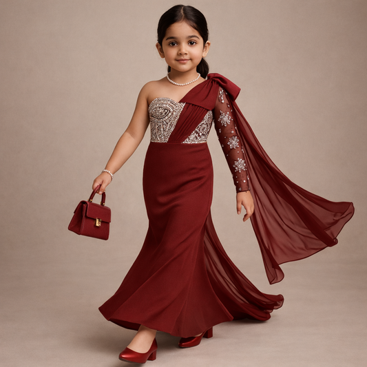 Pre Order: Maroon Pearl Gown