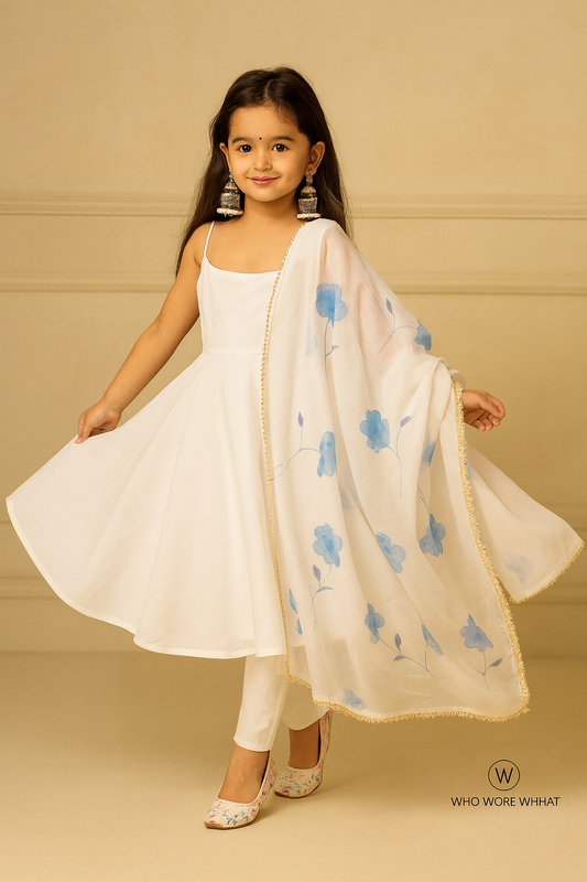 Pre Order: White Anarkali Suit Set