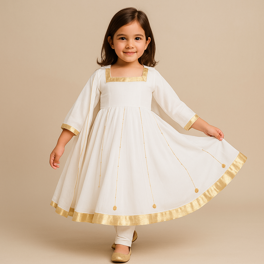 Pre Order: White Rose Anarkali Set
