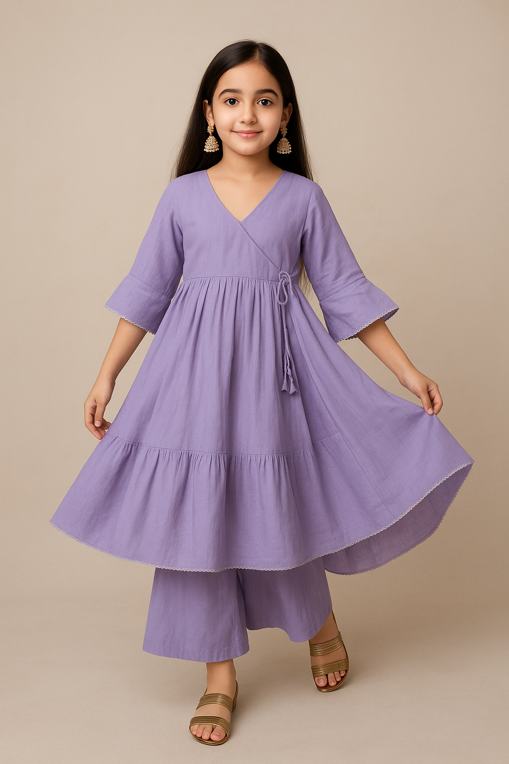 Pre Order: Purple Anarkali with  Palazzo Set
