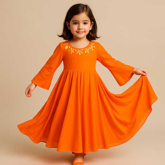 Pre Order: Maharani Orange Anarkali Set