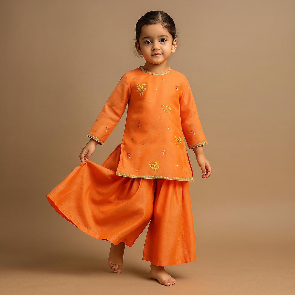 Pre Order: Sleeveless Top With Embroidered Kurti And Palazzo