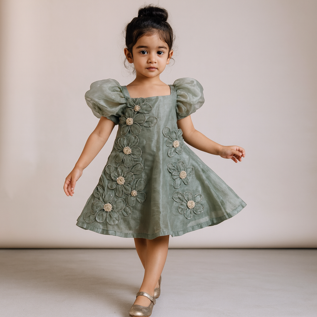 Pre Order: Artificial Flowers Embellished Dress