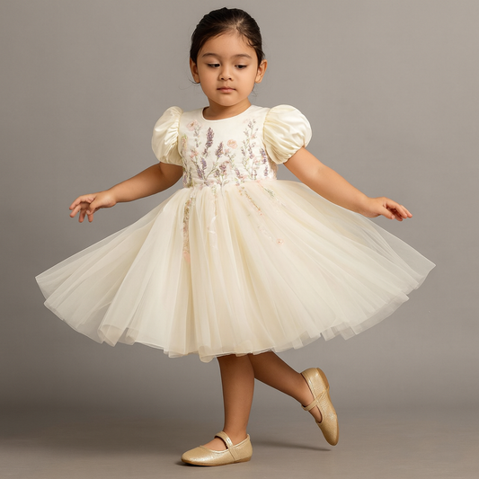 Pre Order: Dreamy Floral Off White Flared Dress