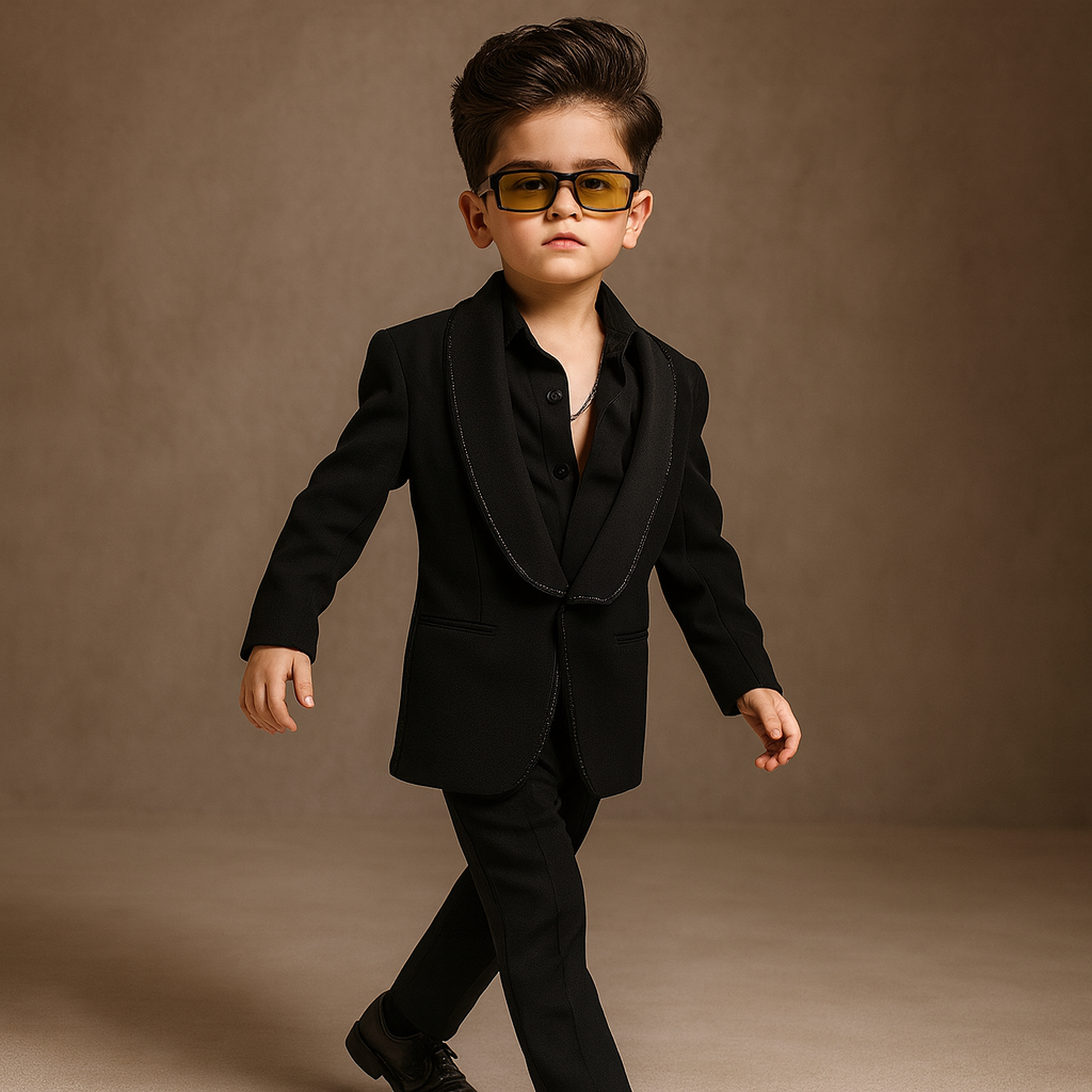 Pre Order: Black Bead Work Blazer Set