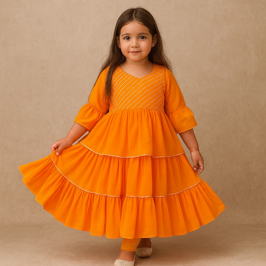 Pre Order: Mango Yellow Anarkali Skirt Set