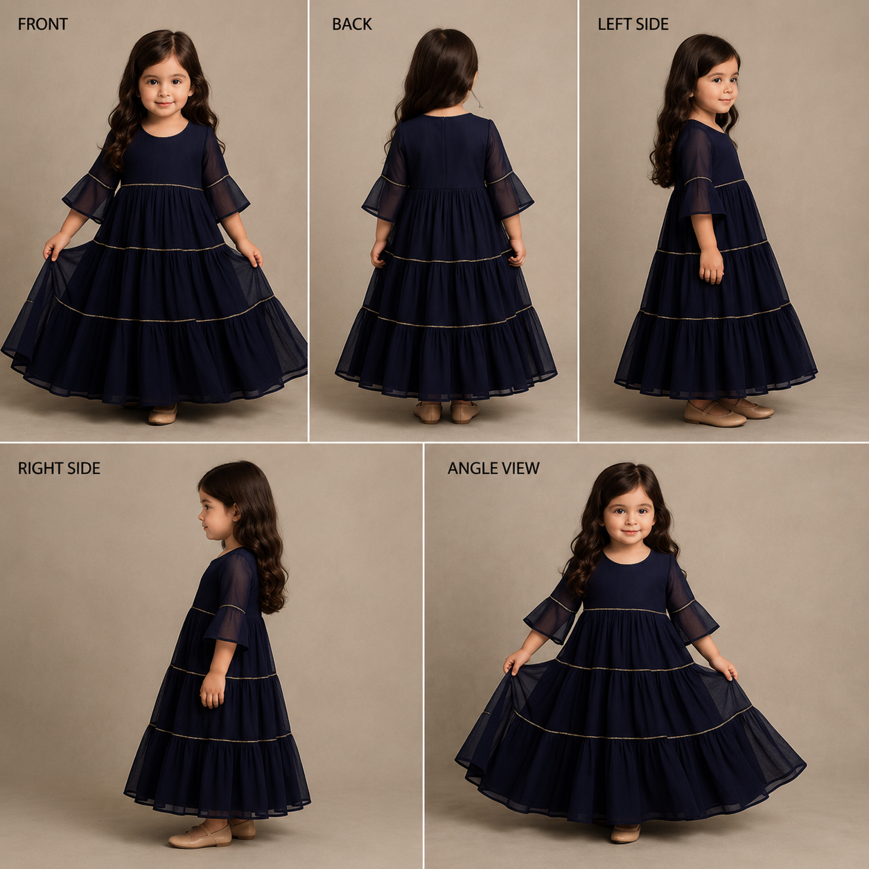 Pre Order: Navy Blue Georgette Anarkali Suit Set