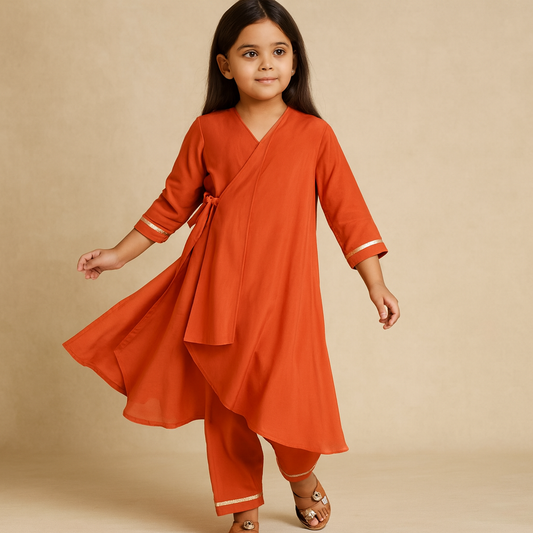 Pre Order: Orange Kurti Suit Set