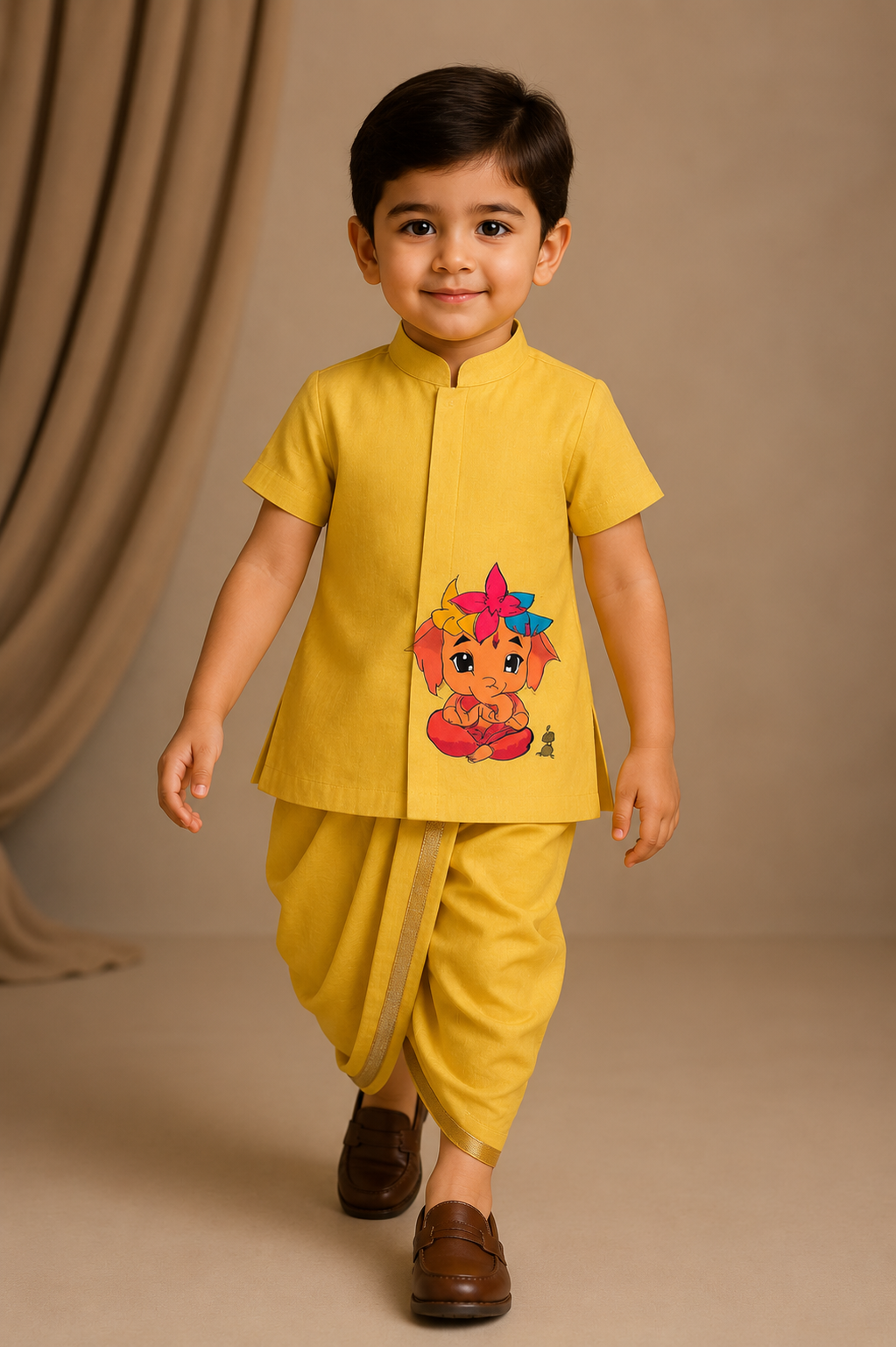 Pre Order: Pitambar Ganesha Kurta With Dhoti
