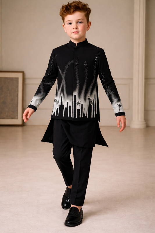 Pre Order: Midnight Skyline Sherwani And Pant