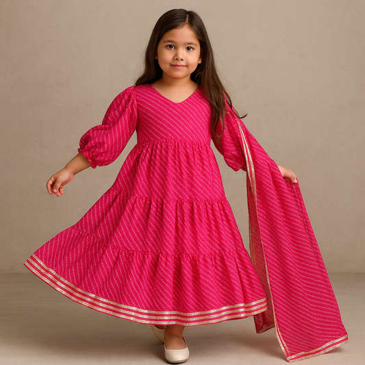 Pre Order: Pink Mothda Anarkali Set