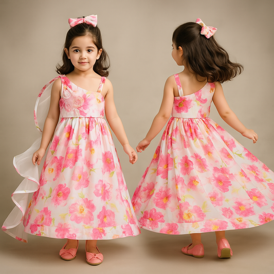 Pre Order: Floral Printed Embroidered Top With Lehenga And Dupatta