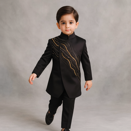 Pre Order: Royal Noir Sherwani And Pant