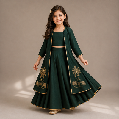 Pre Order: Emerald Safari Lehenga Set