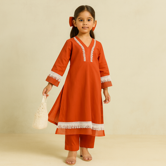 Pre Order: Orange Kurta Suit Set