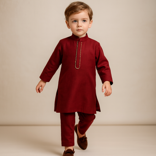Pre Order: Gota Lace Work Maroon Ethnic Kurta And Pyjama