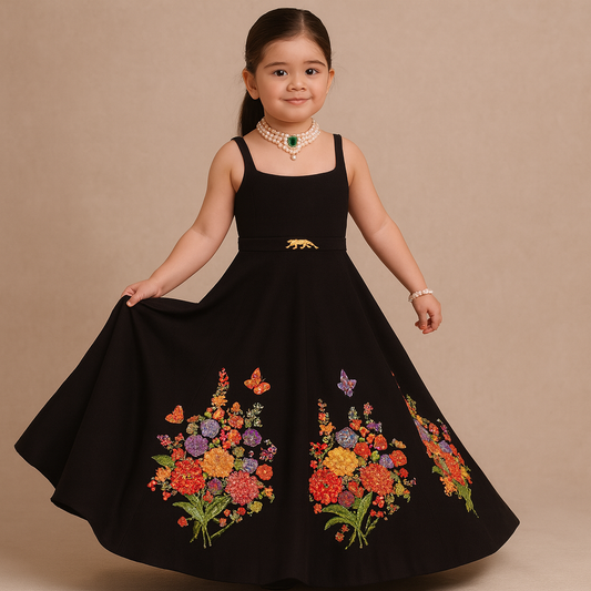 Pre Order: Floral Elegance Evening Embroidered Gown