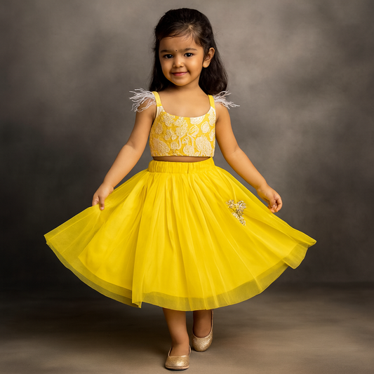 Pre Order: Thread Embroidered Strappy Crop Top And Lehenga