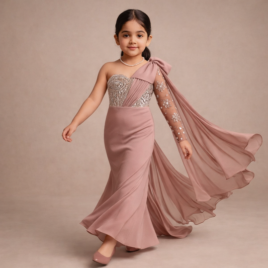 Pre Order: Dusty Rose Mehndi Pearl Gown