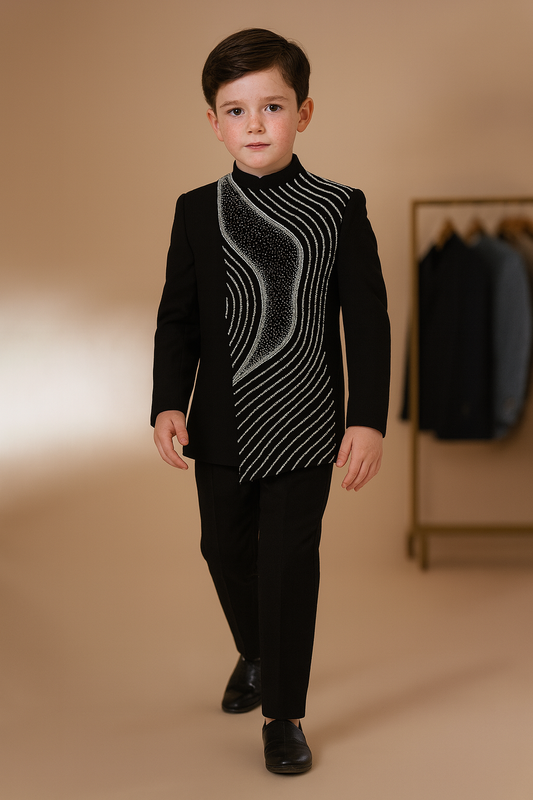 Pre Order: Silver Stream Embroidered Sherwani And Pant