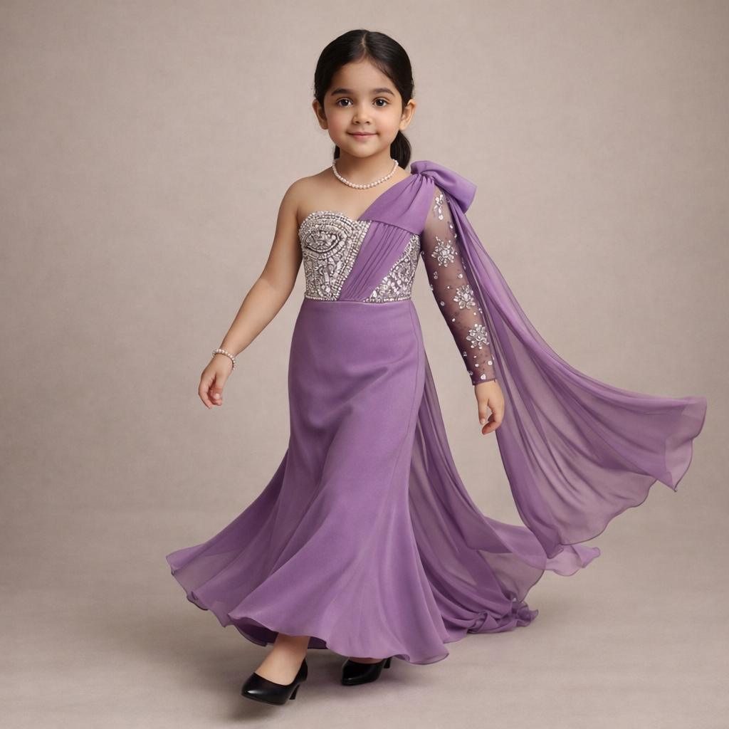 Pre Order: Dusty Purple Pearl Gown