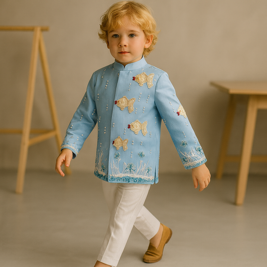 Pre Order: Sea Breeze Sherwani And Pant