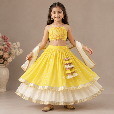 Pre Order : Peeli Gulabo Lehenga Set