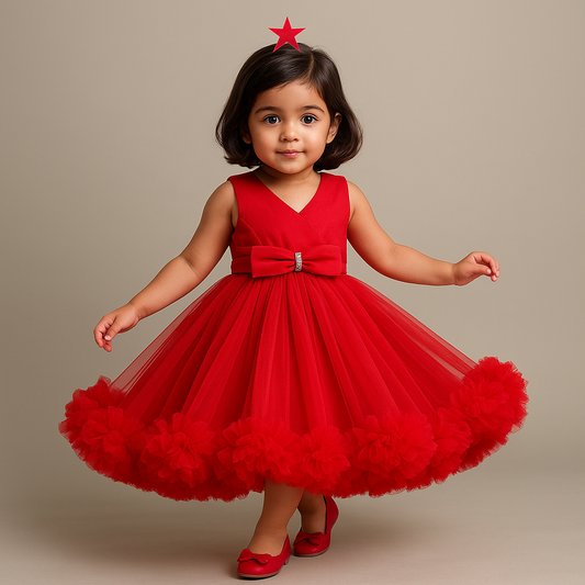 Pintuck Detailing Red Gown