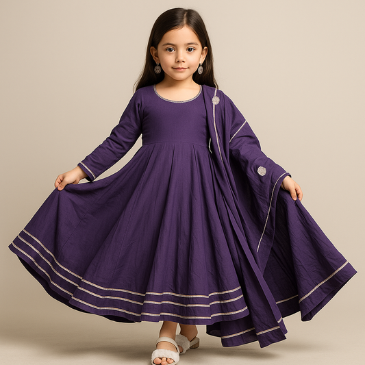 Pre Order: Sara Purple Anarkali Set