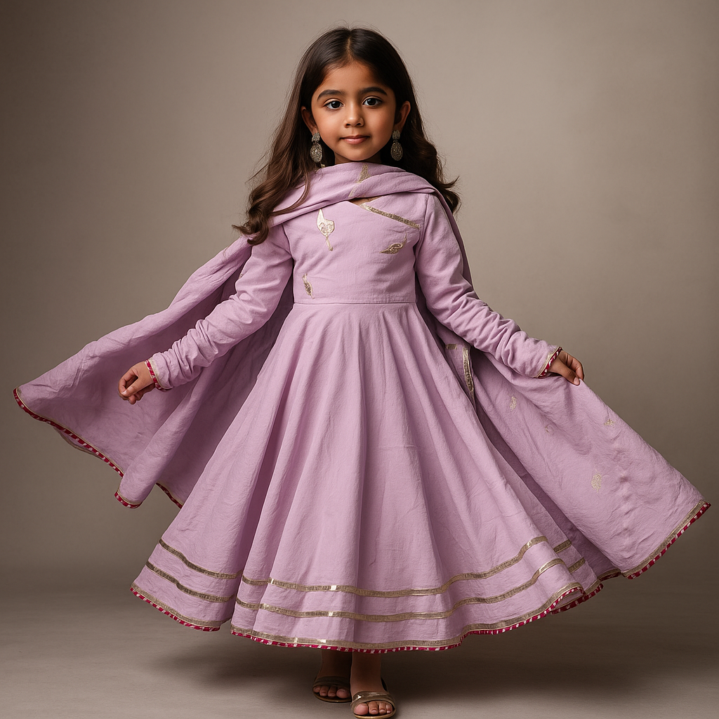 Pre Order: Lavender Anarkali with Dupatta Gota Detailing