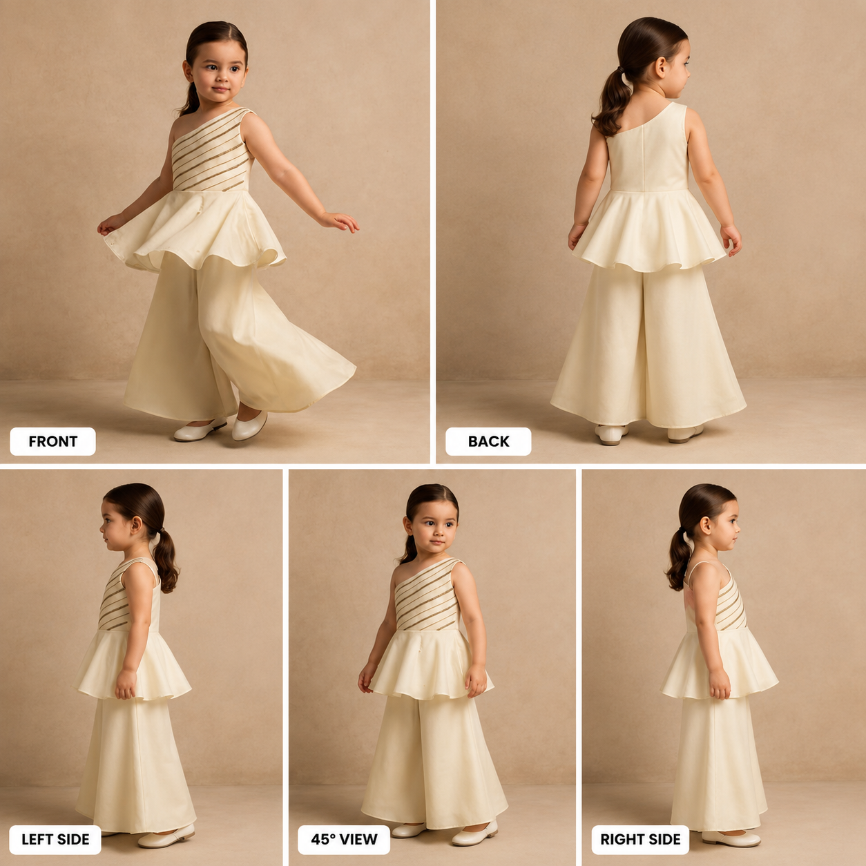 Pre Order: Shimmery One Shoulder Embroidered Top With Shimmery Palazzo
