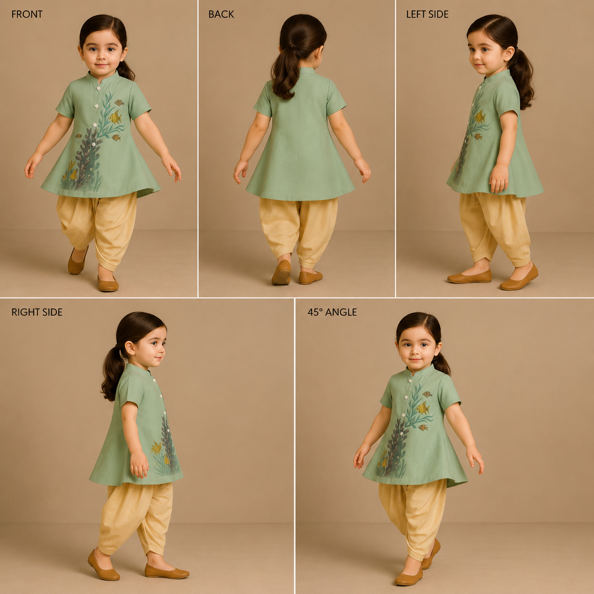 Pre Order: Sea life Hand Painted Top And Dhoti