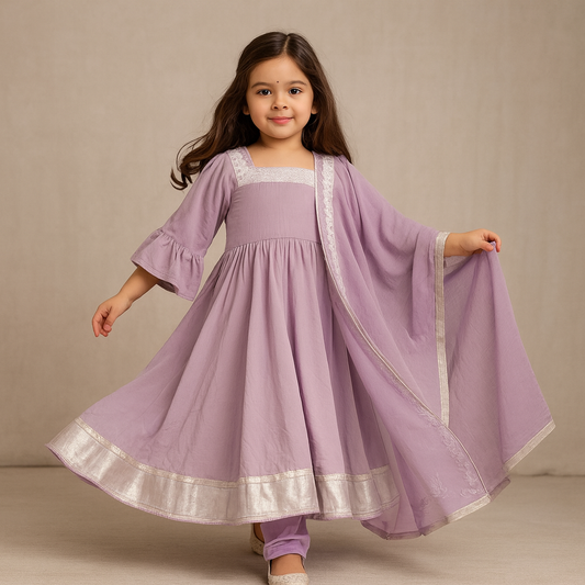 Pre Order: Onion Pink Velvet Anarkali Suit Set