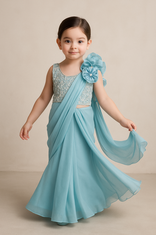 Pre Order: Aqua Blossom Saree