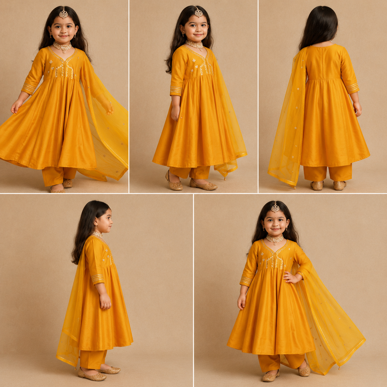 Pre Order: Mustard Anarkali Suit Set